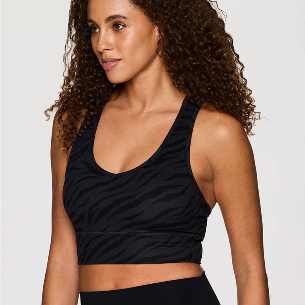 RBX Black Sports Bra with Racerback and Textured Fabric